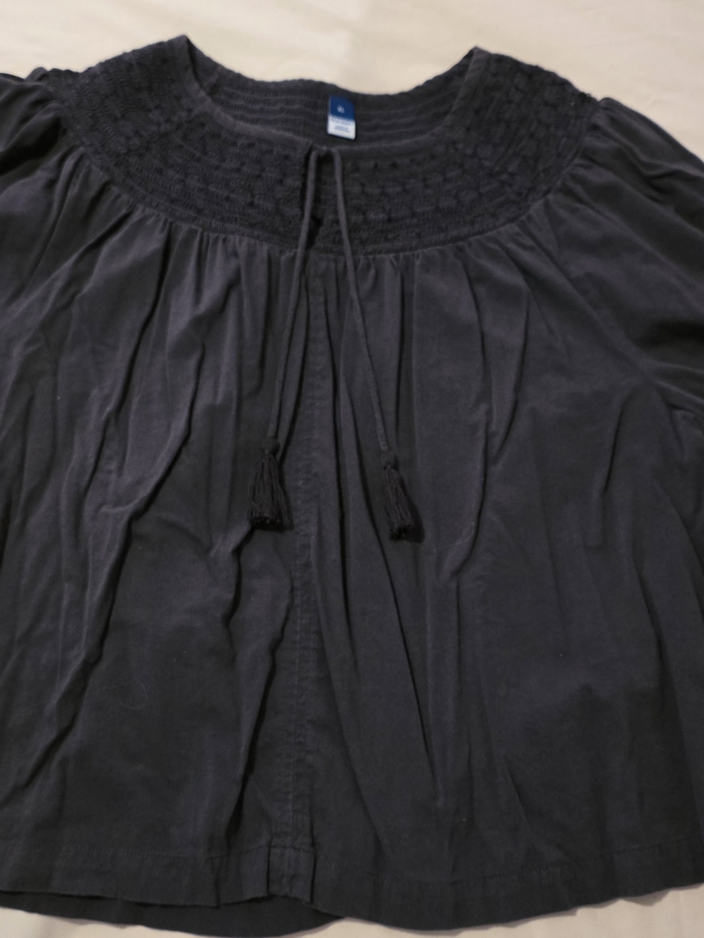 Old Navy Black Smocked Yoke Peasant Tunic